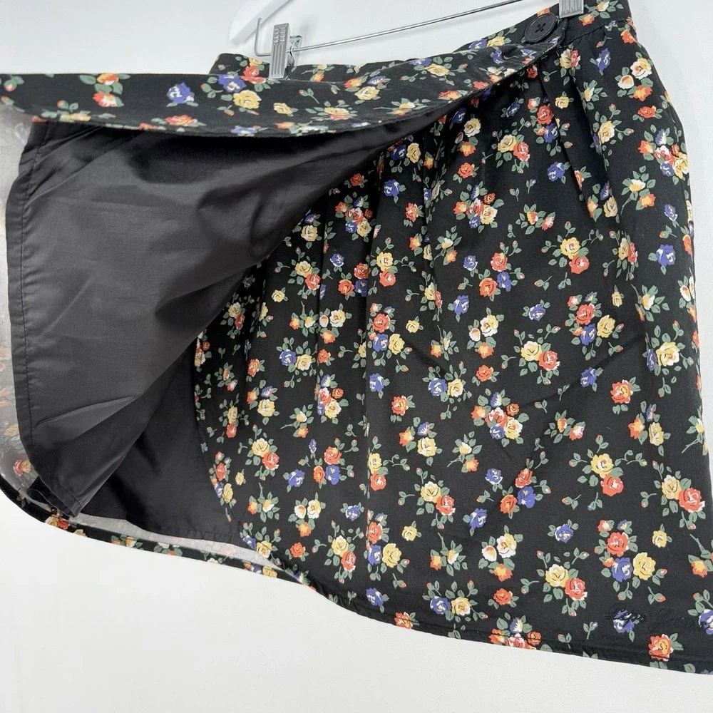 Vintage Pepe Jeans wrap Mini Skirt Floral print Black & Multicolor SZ-M